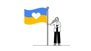 Flag illustrating giving Ukraine support